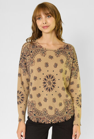Kujten Mela Western Bandana  Sweater Light Camel