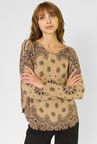 Kujten Mela Western Bandana  Sweater Light Camel