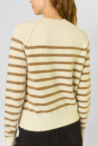 Kujten Shima Sweater Blanc Camel Stripe