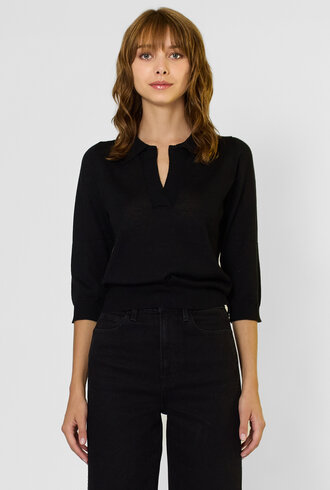MJW. Fine Cashmere Cardigan Polo Black