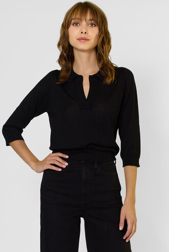 MJW. Fine Cashmere Cardigan Polo Black