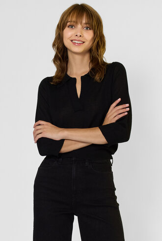 MJW. Fine Cashmere Cardigan Polo Black