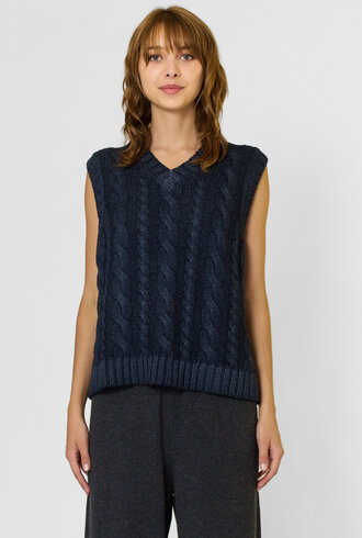 MJW. Cashmere Cables Vest Navy