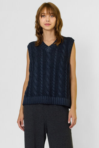 MJW. Cashmere Cables Vest Navy