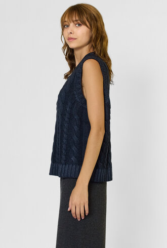 MJW. Cashmere Cables Vest Navy