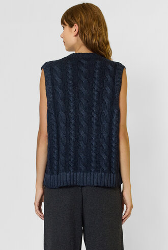 MJW. Cashmere Cables Vest Navy