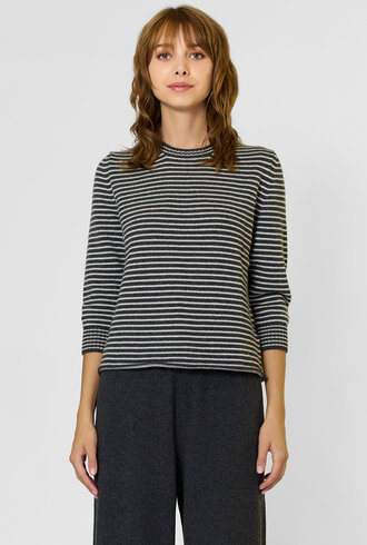 MJW. Pencil Stripe Cashmere Pullover EbonyRCOAL