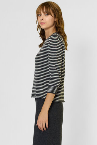 MJW. Pencil Stripe Cashmere Pullover EbonyRCOAL