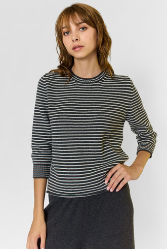 MJW. Pencil Stripe Cashmere Pullover EbonyRCOAL