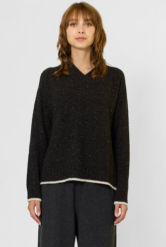 MJW. Donegal Tweed Cashmere Pullover Charcoal