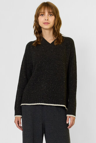 MJW. Donegal Tweed Cashmere Pullover Charcoal