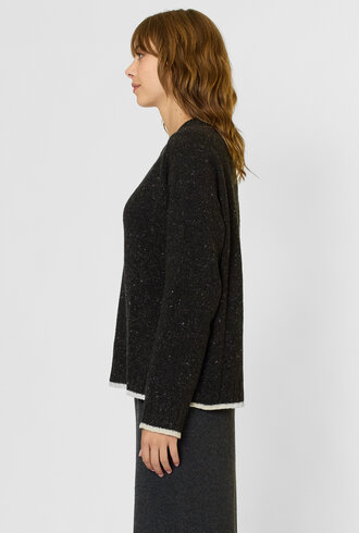 MJW. Donegal Tweed Cashmere Pullover Charcoal