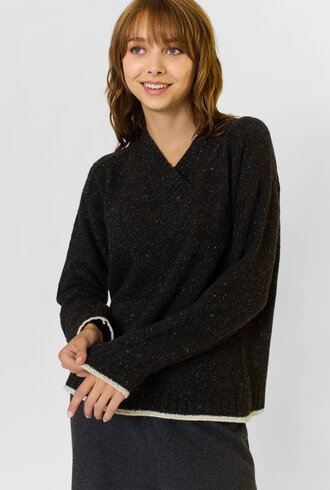 MJW. Donegal Tweed Cashmere Pullover Charcoal