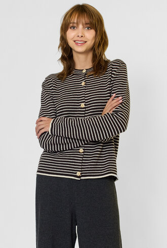 MJW. Pencil Stripe Cashmere Cardigan Ebony