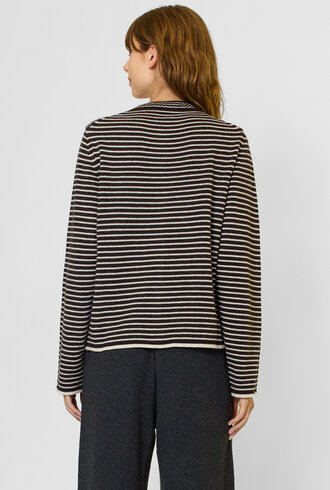 MJW. Pencil Stripe Cashmere Cardigan Ebony