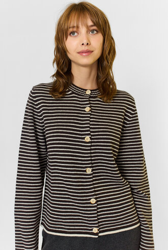 MJW. Pencil Stripe Cashmere Cardigan Ebony
