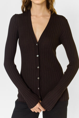 MJW. Superfine Cashmere Cardigan Ebony