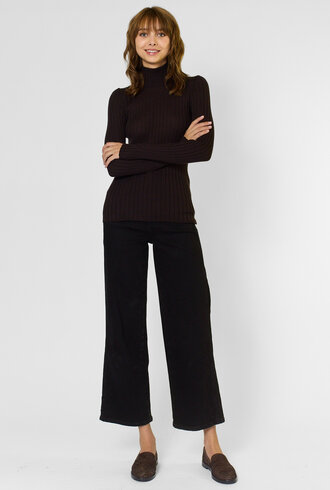 MJW. High Neck Ribbed Pullover Ebony