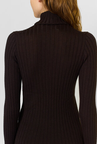 MJW. High Neck Ribbed Pullover Ebony