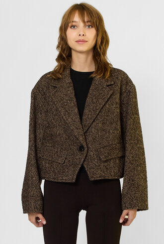 Apiece Apart Ria Cropped Back Jacket Herringbone