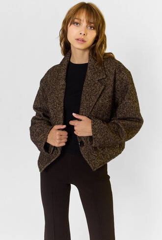 Apiece Apart Ria Cropped Back Jacket Herringbone