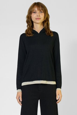 Kokun Double Layer Hoodie Black /Pebble