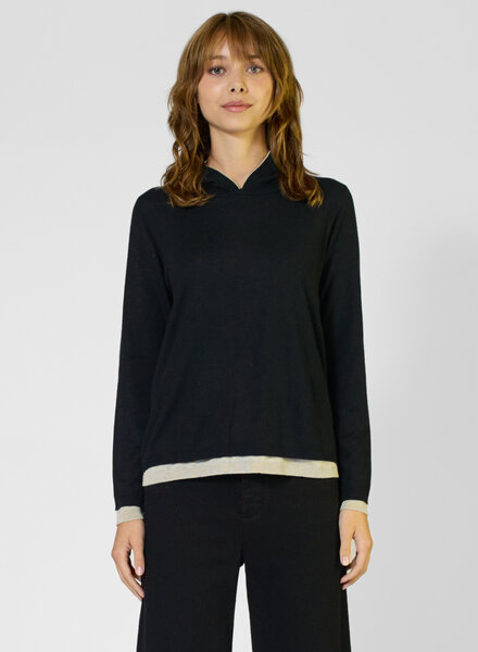 Kokun Double Layer Hoodie Black /Pebble