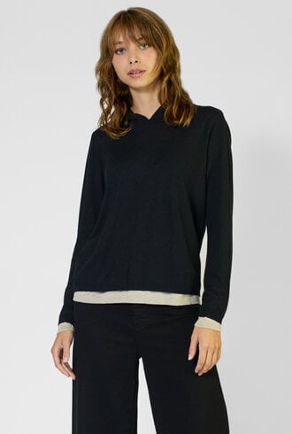 Kokun Double Layer Hoodie Black /Pebble