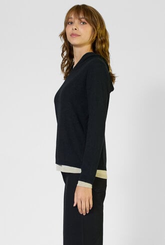 Kokun Double Layer Hoodie Black /Pebble