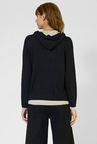 Kokun Double Layer Hoodie Black /Pebble