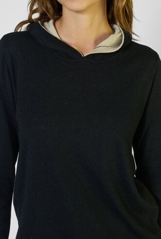 Kokun Double Layer Hoodie Black /Pebble