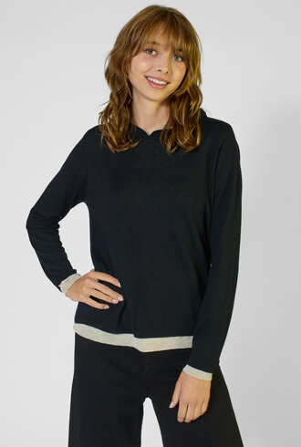 Kokun Double Layer Hoodie Black /Pebble