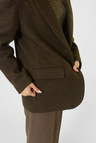 Pomandere Long Jacket Khaki