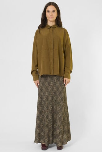 Pomandere Cotton and Silk Shirt Khaki