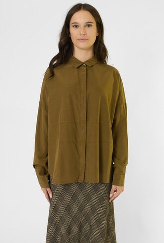 Pomandere Cotton and Silk Shirt Khaki