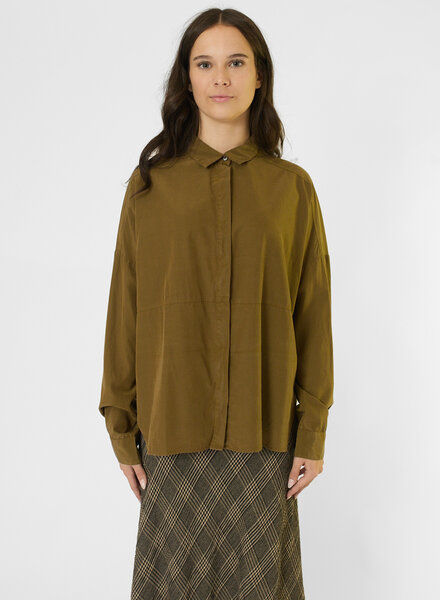 Pomandere Cotton and Silk Shirt Khaki