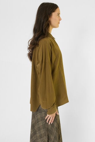 Pomandere Cotton and Silk Shirt Khaki