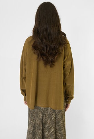 Pomandere Cotton and Silk Shirt Khaki