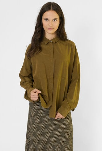 Pomandere Cotton and Silk Shirt Khaki