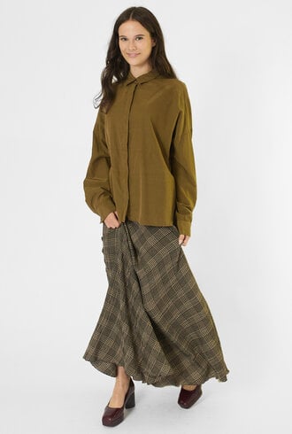 Pomandere Cotton and Silk Shirt Khaki