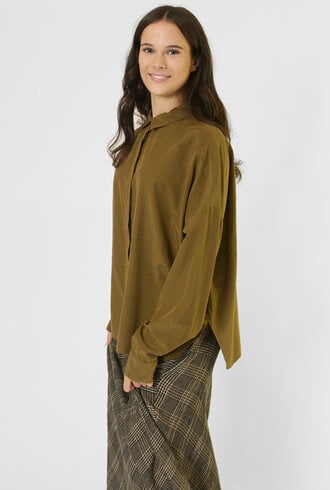 Pomandere Cotton and Silk Shirt Khaki