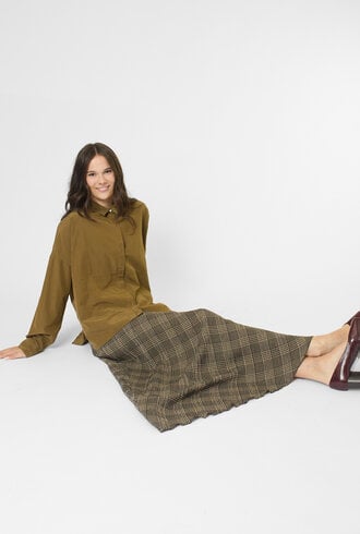Pomandere Cotton and Silk Shirt Khaki