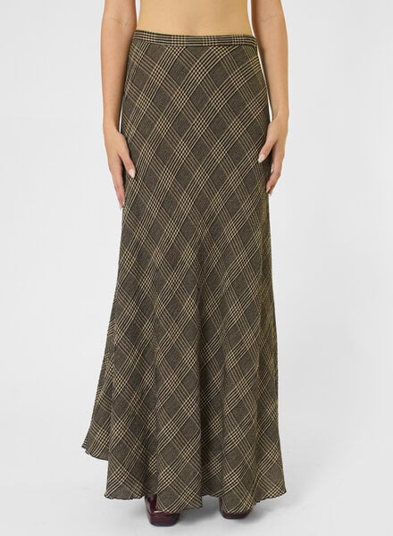 Pomandere Prince of Wales Flannel Skirt Dove Grey