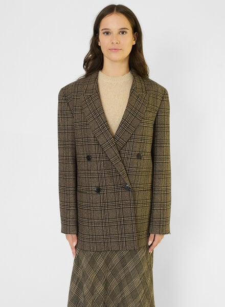Pomandere Prince of Wales Flannel Jacket Dove Grey