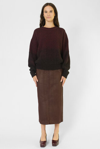 Pomandere Gradient Rib Crew Sweater Plum