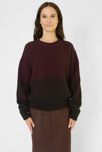 Pomandere Gradient Rib Crew Sweater Plum