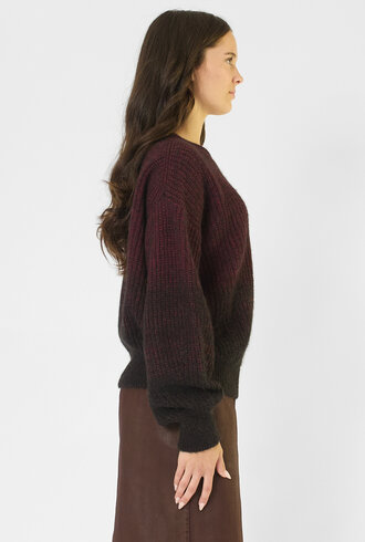 Pomandere Gradient Rib Crew Sweater Plum