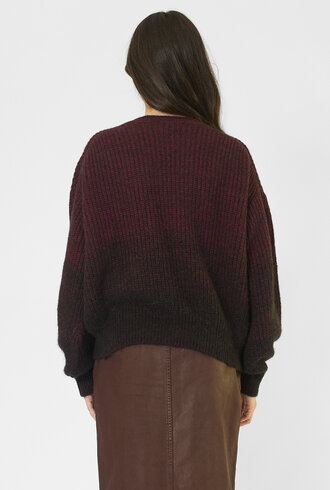 Pomandere Gradient Rib Crew Sweater Plum