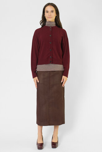 Pomandere  Crew Cardigan Wine Red