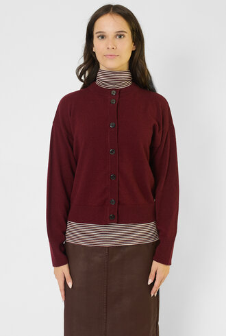 Pomandere  Crew Cardigan Wine Red
